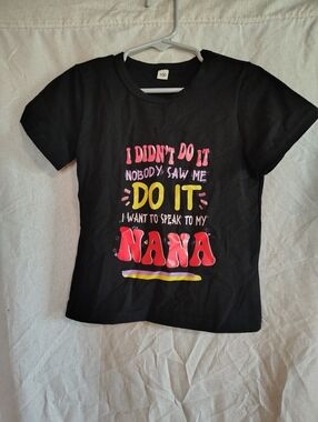 Kids Black Graphic Tee - 'I Didn't Do It' Nana Design